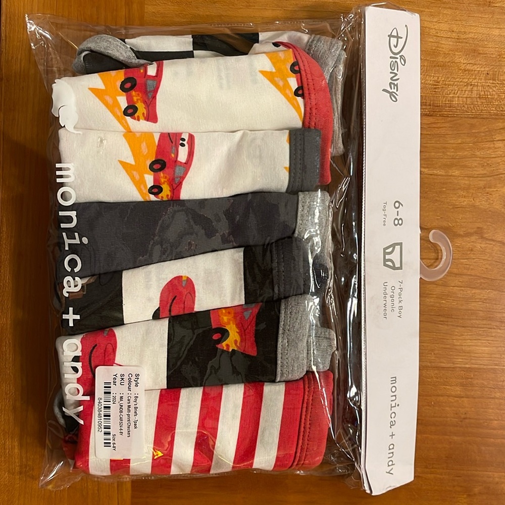 Monica + Andy organic boys briefs Disney’s Cars 4/5T